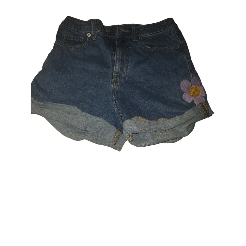 Wild Fable Shorts Womens 0 Denim Jean Super High Rise Rolled Cuff Embroidered